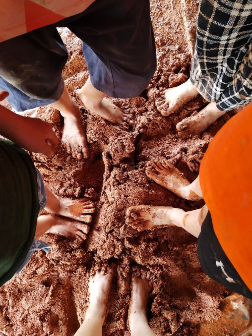 clay stomping process